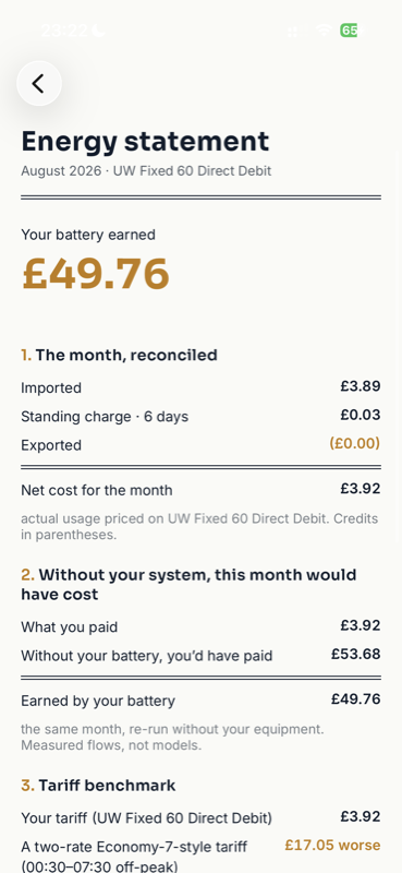 A monthly statement open in the app.